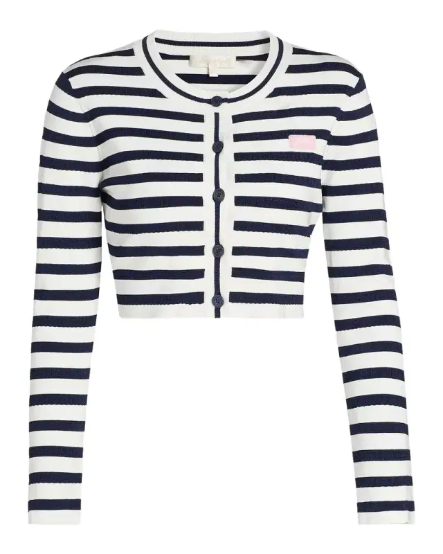LoveShackFancy Avanette Striped Crop Cardigan