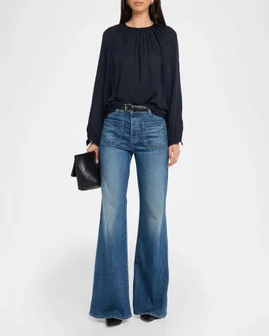 Nili Lotan Saint Tropez Long-Sleeve Silk Top | Thumbnail 2 Nili Lotan Saint Tropez Long-Sleeve Silk Top | Thumbnail 2
