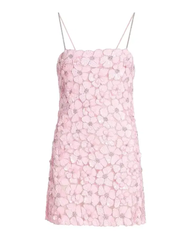Aleria Floral-Sequin A-Line Minidress