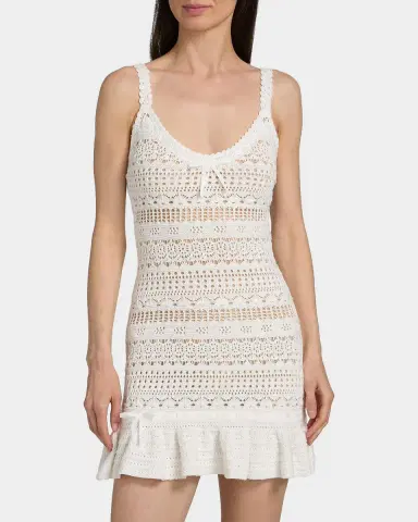 LoveShackFancy Madiya Crochet Cotton Minidress | Thumbnail 4