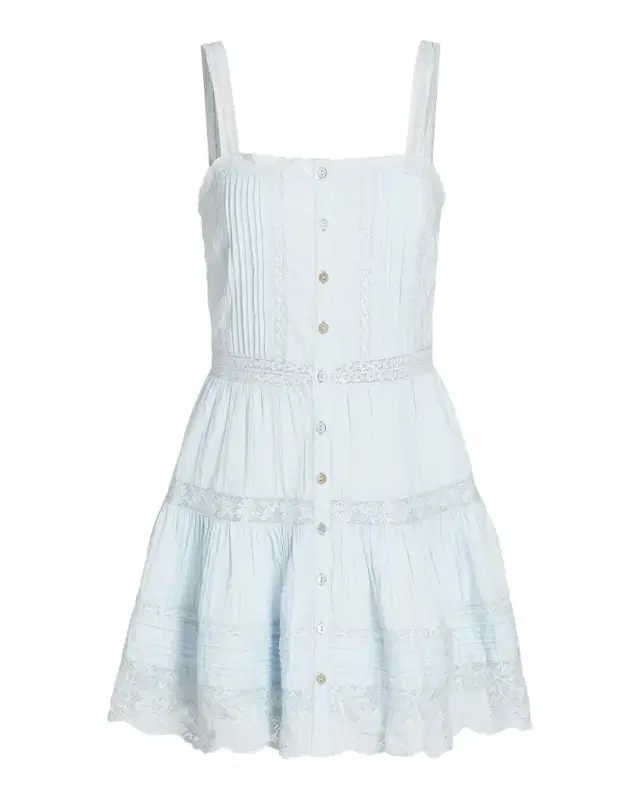 LoveShackFancy Charlize Lace Cotton Tiered Minidress