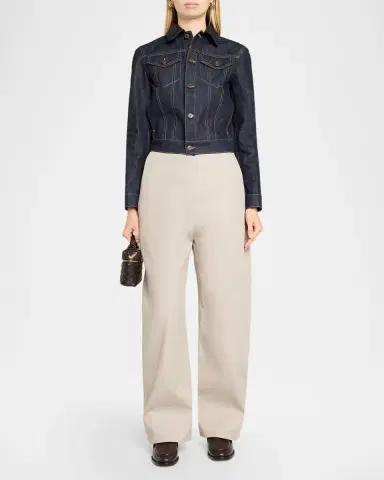 Bottega Veneta Intrecciato Collar Cotton Denim Jacket | Thumbnail 2 Bottega Veneta Intrecciato Collar Cotton Denim Jacket | Thumbnail 2
