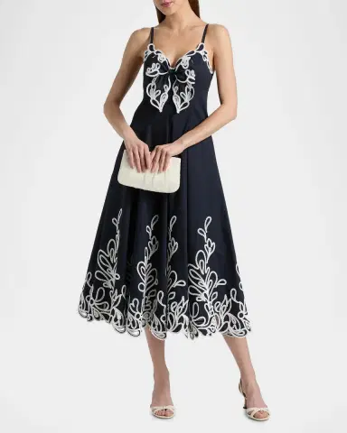 Cinq à Sept Dama Embroidered Cotton Poplin Midi Dress | Thumbnail 2 Cinq à Sept Dama Embroidered Cotton Poplin Midi Dress | Thumbnail 2