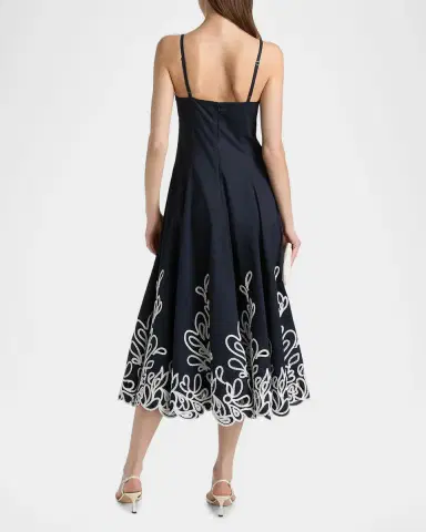 Cinq à Sept Dama Embroidered Cotton Poplin Midi Dress | Thumbnail 3 Cinq à Sept Dama Embroidered Cotton Poplin Midi Dress | Thumbnail 3