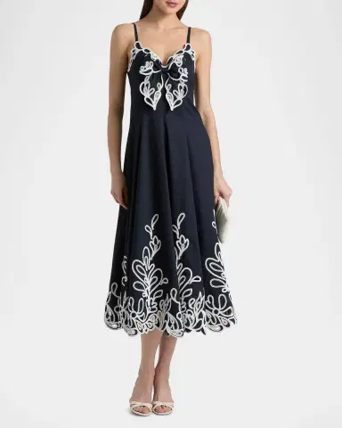 Cinq à Sept Dama Embroidered Cotton Poplin Midi Dress | Thumbnail 4 Cinq à Sept Dama Embroidered Cotton Poplin Midi Dress | Thumbnail 4