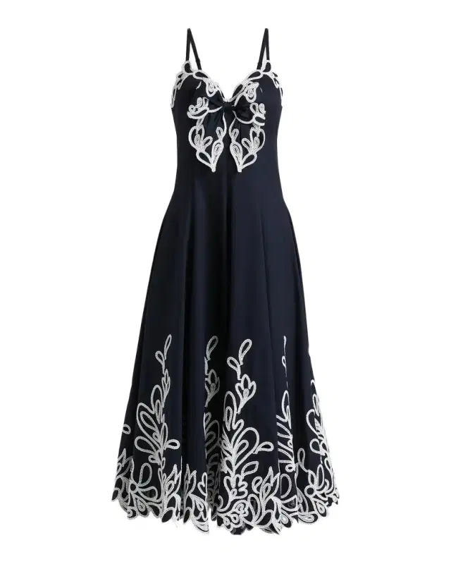 Cinq à Sept Dama Embroidered Cotton Poplin Midi Dress
