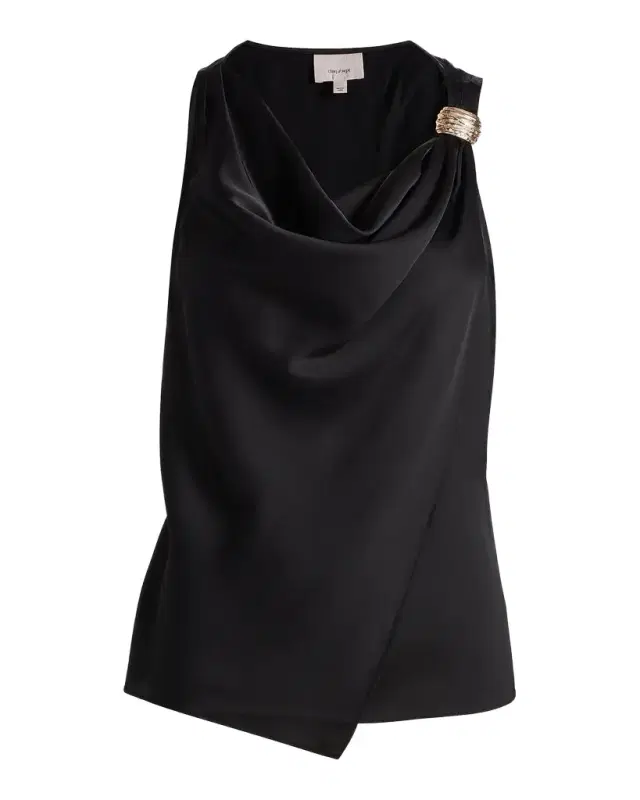 Cinq a Sept Bangle Elora Cowlneck Satin Top