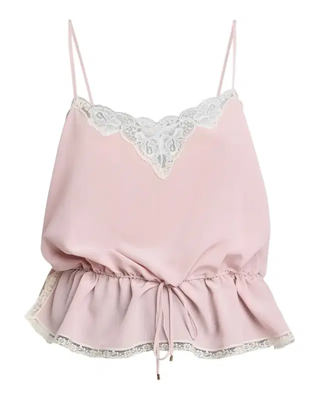Chloe Drawstring Lace-Trim Silk Crepe De Chine Cami Top