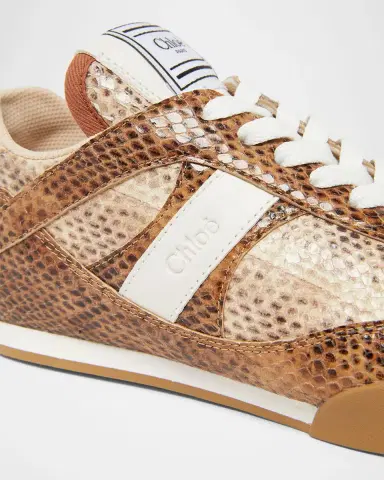 Chloé Kick Snake-Embossed Leather Low-Top Sneakers | Thumbnail 3