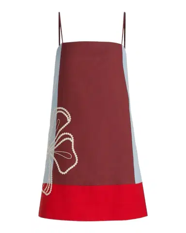 Tanya Taylor Bianca Floral Colorblocked Cotton-Linen Minidress | Thumbnail 1