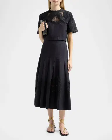 Veronica Beard Errol Eyelet Cotton Crop Top | Thumbnail 2 Veronica Beard Errol Eyelet Cotton Crop Top | Thumbnail 2