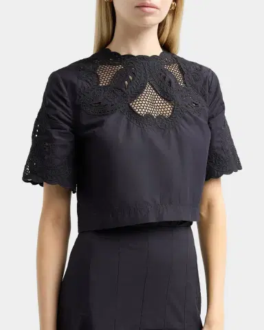 Veronica Beard Errol Eyelet Cotton Crop Top | Thumbnail 3 Veronica Beard Errol Eyelet Cotton Crop Top | Thumbnail 3
