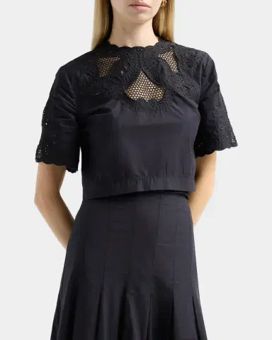 Veronica Beard Errol Eyelet Cotton Crop Top | Thumbnail 5 Veronica Beard Errol Eyelet Cotton Crop Top | Thumbnail 5