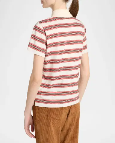 Moncler Striped Short-Sleeve Polo | Thumbnail 3 Moncler Striped Short-Sleeve Polo | Thumbnail 3