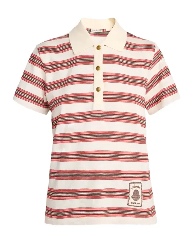 Moncler Striped Short-Sleeve Polo