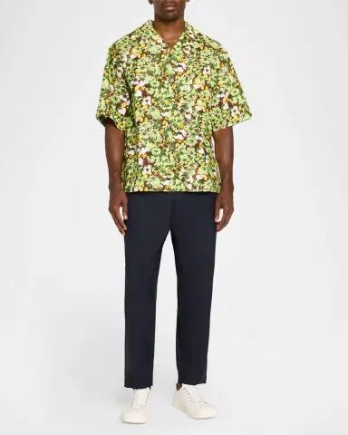 Marni Men's Loose-Fit Stretch Pleated Pants | Thumbnail 2