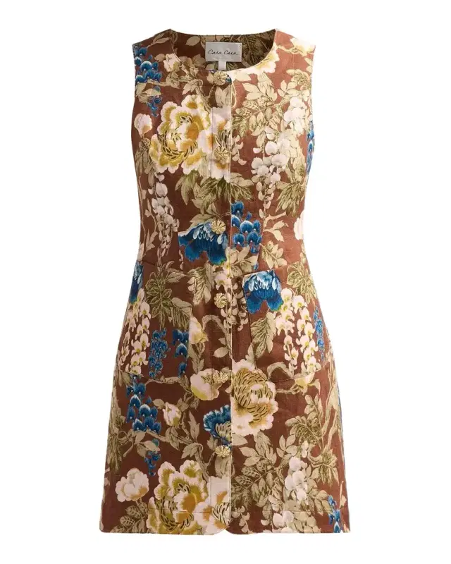 Cara Cara Rhapsody Floral Linen Mini Dress