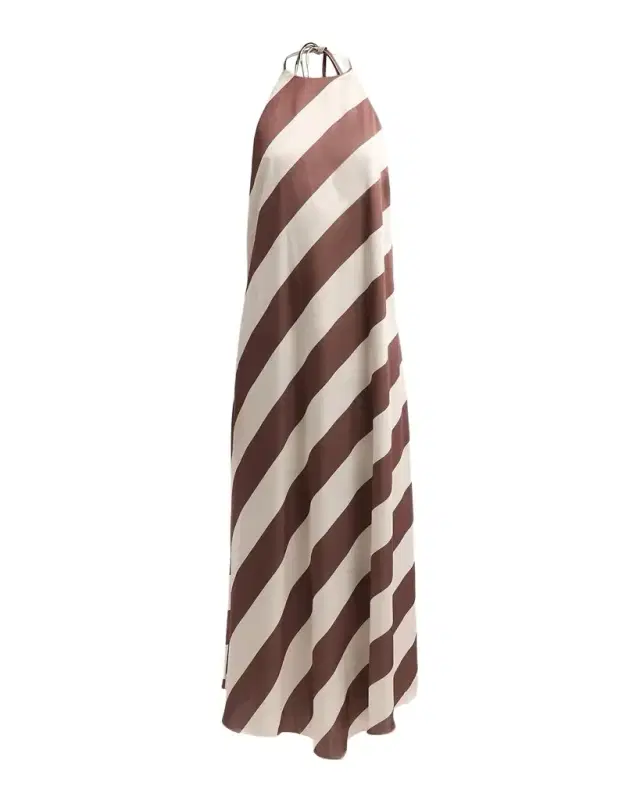 SEROYA Marci Striped Open-Back Midi Dress
