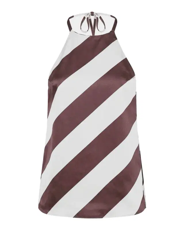 SEROYA Tilly Striped Satin Halterneck Top