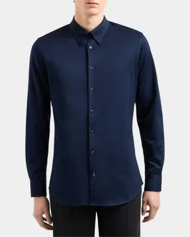 Giorgio Armani Men's Cotton Jersey Sport Shirt | Thumbnail 4 Giorgio Armani Men's Cotton Jersey Sport Shirt | Thumbnail 4