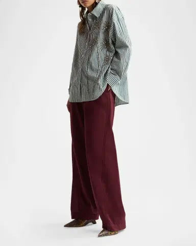 Essentiel Antwerp Kasper Sequined Striped Button-Front Shirt | Thumbnail 2