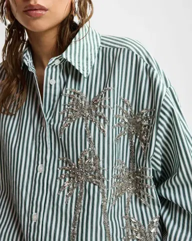 Essentiel Antwerp Kasper Sequined Striped Button-Front Shirt | Thumbnail 5