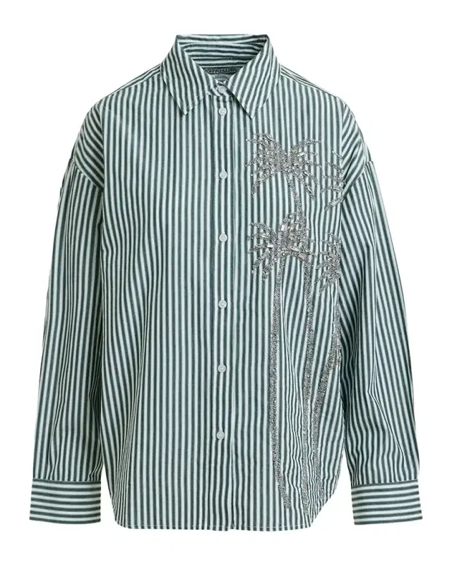 Essentiel Antwerp Kasper Sequined Striped Button-Front Shirt