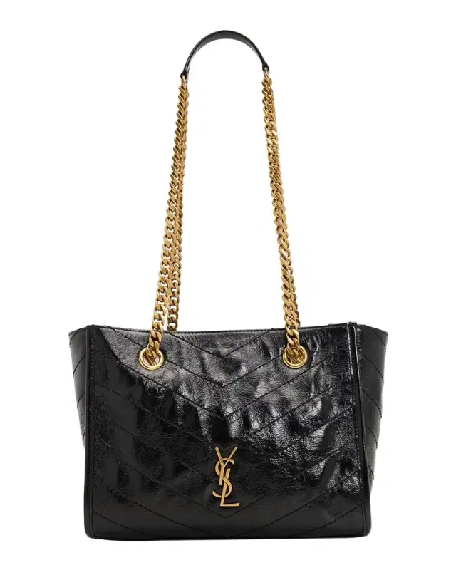 Saint Laurent Niki Small East-West Chevron Leather Shopping Bag