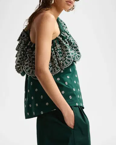 Essentiel Antwerp Kath Embroidered Asymmetric Blouse | Thumbnail 6