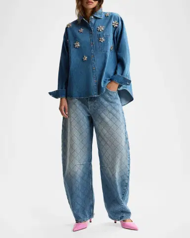 Essentiel Antwerp Konnection Rhinestone Denim Shirt | Thumbnail 2 Essentiel Antwerp Konnection Rhinestone Denim Shirt | Thumbnail 2