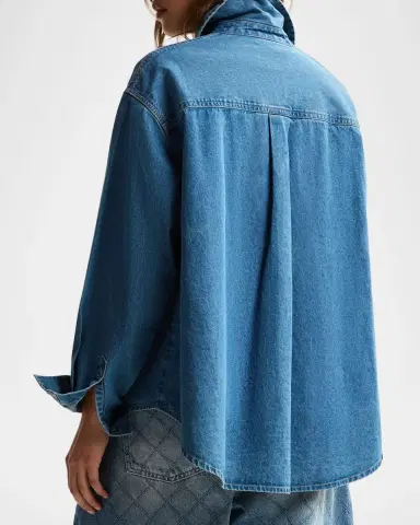 Essentiel Antwerp Konnection Rhinestone Denim Shirt | Thumbnail 3 Essentiel Antwerp Konnection Rhinestone Denim Shirt | Thumbnail 3