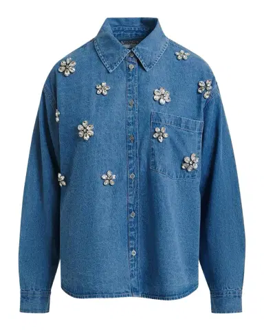 Essentiel Antwerp Konnection Rhinestone Denim Shirt | Thumbnail 1 Essentiel Antwerp Konnection Rhinestone Denim Shirt | Thumbnail 1
