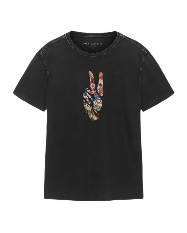 John Varvatos Men 's Peace Sign Crewneck T-Shirt