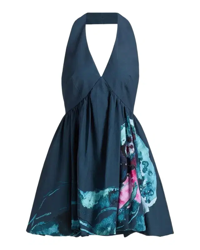 AMUR Renesmee Printed Halterneck Mini Dress