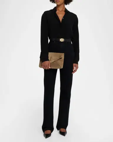 Saint Laurent Large YSL Envelope Pouch Clutch Bag in Suede | Thumbnail 3 Saint Laurent Large YSL Envelope Pouch Clutch Bag in Suede | Thumbnail 3