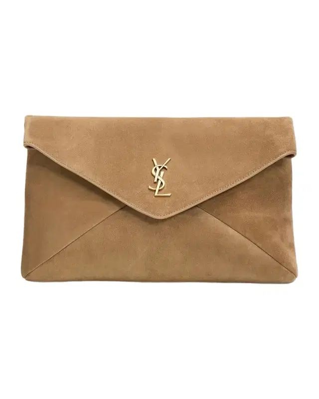 Saint Laurent Large YSL Envelope Pouch Clutch Bag in Suede