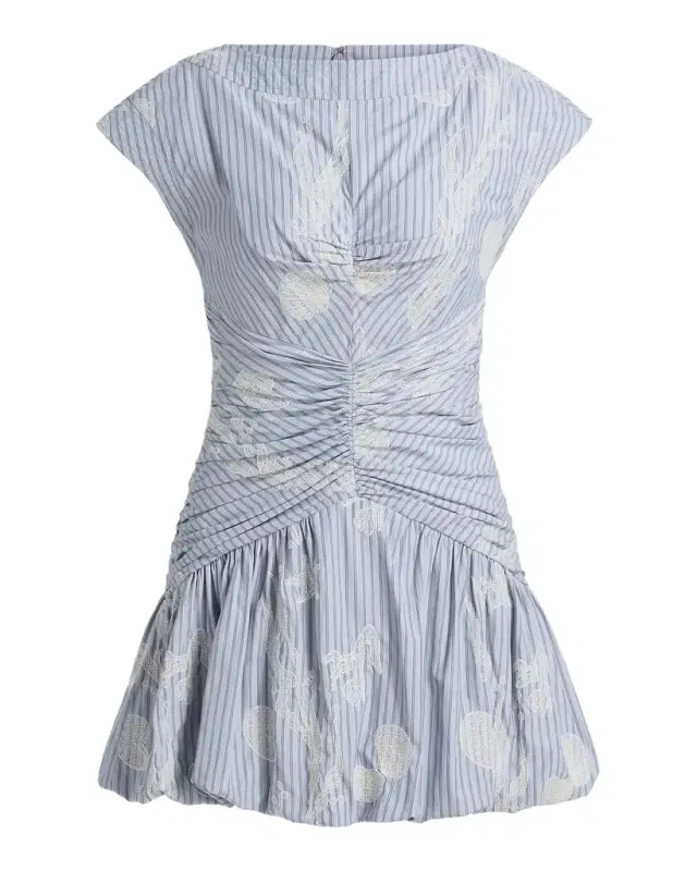 AMUR Rowyn Striped Ruched Bubble Mini Dress