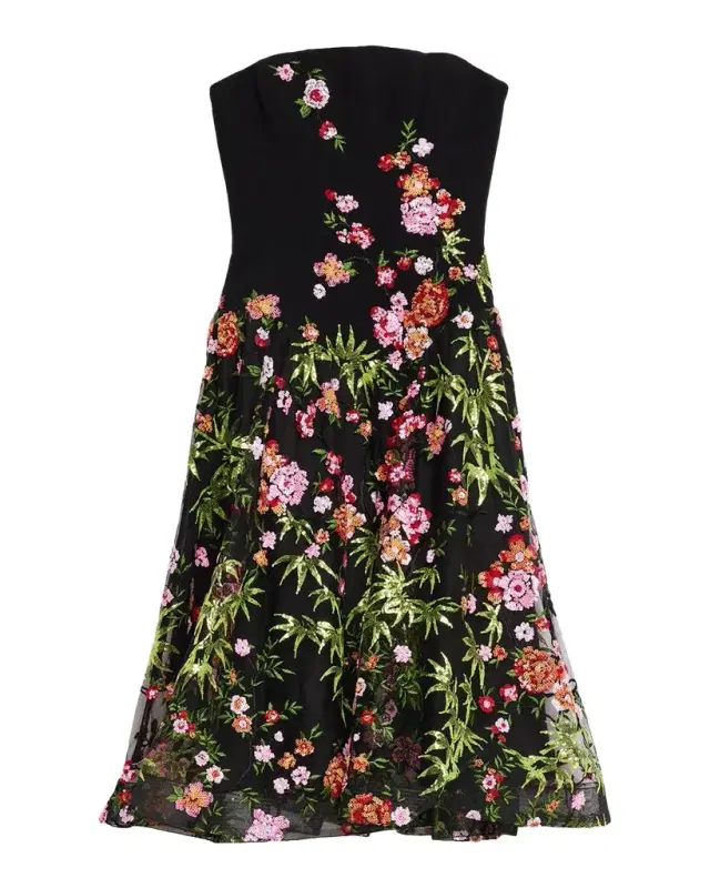 HELSI Blair Strapless Floral Applique Midi Dress