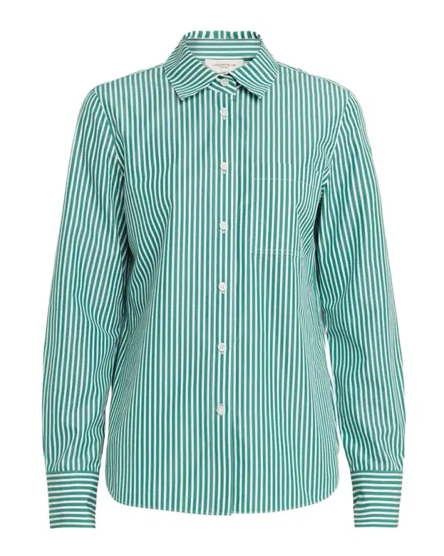 Lafayette 148 New York Striped Button-Front Cotton Shirt