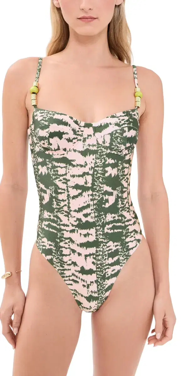 Botanic tripe One Piece Green
