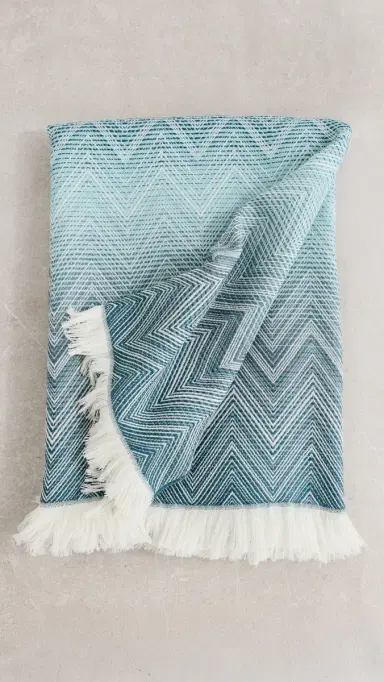 Missoni Timmy Wool Throw Petrol One Size | Thumbnail 2