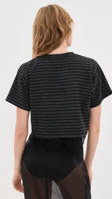 LE BOP tripe Lace Hazel Cropped Tee Charcoal tripe/Black | Thumbnail 4