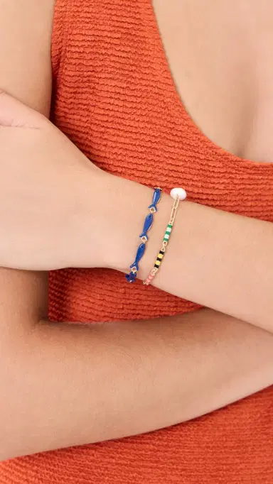 Clare V. Enamel Sardine Bracelet Cobalt One Size | Thumbnail 3 Clare V. Enamel Sardine Bracelet Cobalt One Size | Thumbnail 3