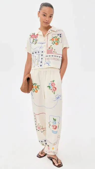 Agua Bendita Toscana Basket Embroidered Pants ulticolor | Thumbnail 5