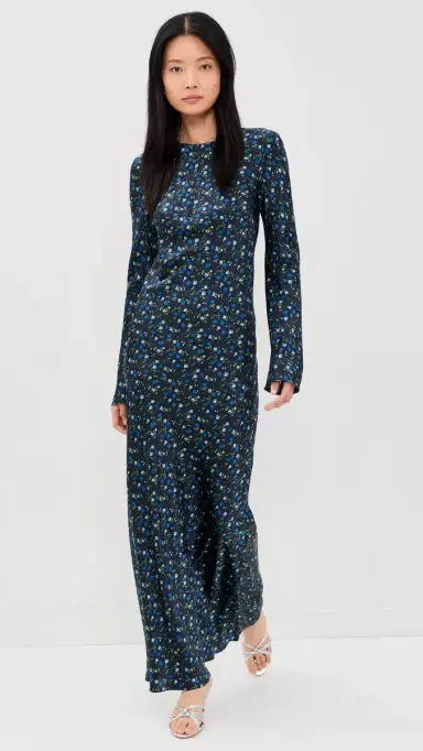 Lee Mathews Bella Silk Maxi Dress Navy 0 | Thumbnail 5
