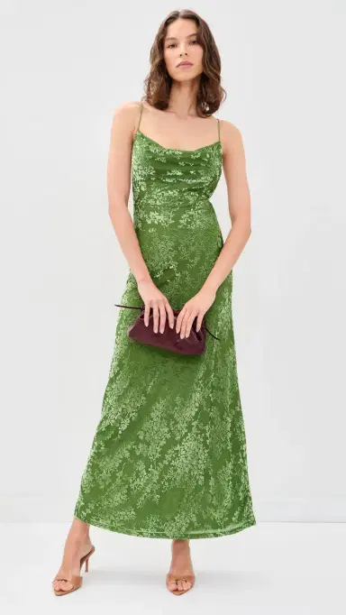 Runaway The Label Lyssa Cowl Cross Back Maxi Dress Palm S | Thumbnail 5