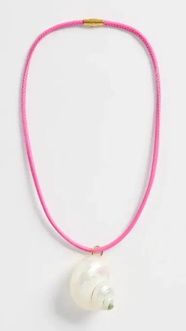 Logan Tay Pink Cord Shell Necklace Pink One Size | Thumbnail 2