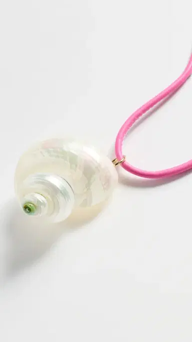 Logan Tay Pink Cord Shell Necklace Pink One Size | Thumbnail 4