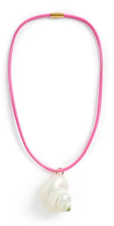 Logan Tay Pink Cord Shell Necklace Pink One Size | Thumbnail 1