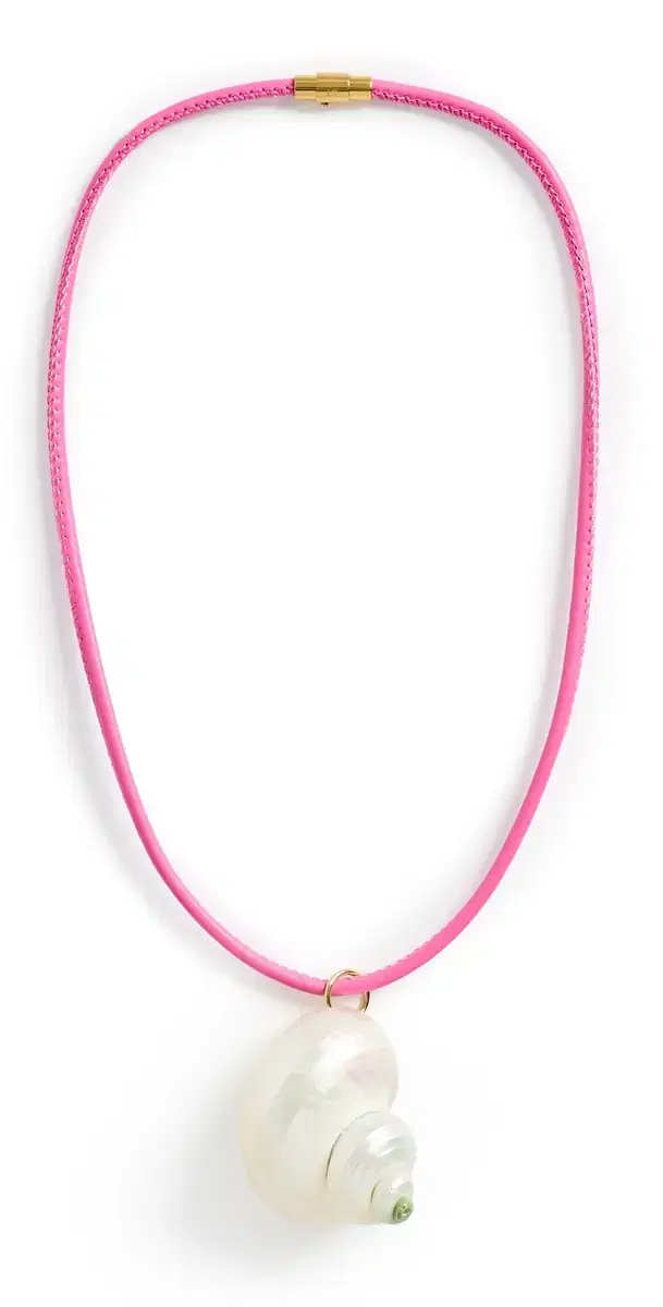 Logan Tay Pink Cord Shell Necklace Pink One Size